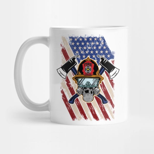 'Fireman Truck American Flag' Awesome Truck Gift by ourwackyhome